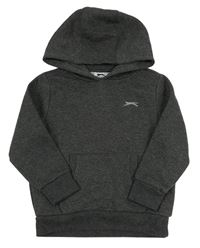 Tmavošedá mikina s logem a kapucí Slazenger