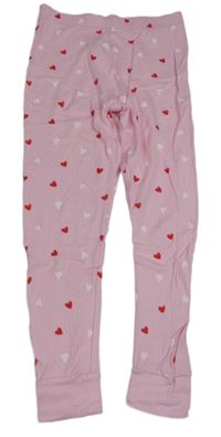 Růžové žebrované pyžamové kalhoty se srdíčky Dunnes Stores