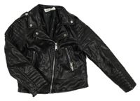 Černý koženkový crop křivák H&M