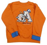 Oranžová mikina s míčem a písmenem Primark