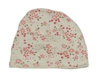 Bílo-růžová květovaná čepice Topomini