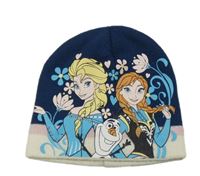 Tmavomodro-bílo-růžová čepice s Annou a Elsou Disney
