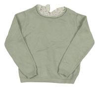 Mintový svetr s volánkem s madeirou Primark