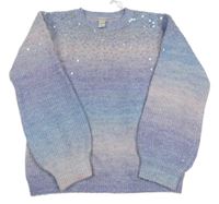 Lila-modrý vlněný svetr s flitry Monsoon