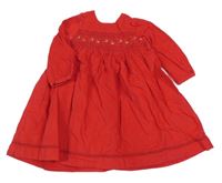 Červené manšestrové šaty s výšivkami Jojo Maman Bébé