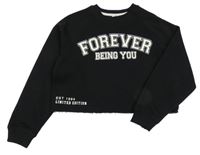 Černá crop mikina s nápisem River Island