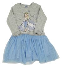 Šedo-modré teplákové šaty s Elsou a tylovou sukní Disney