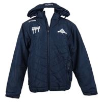 Pánská tmavomodrá šusťáková fotbalová zimní bunda s kapucí