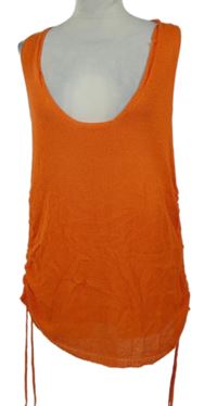 Dámský oranžový pletený top se stahováním Shein 