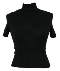 Dámské černé třpytivé crop svetrové tričko se stojáčkem Don´t call me Jennyfer 