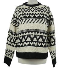 Dámský smetanovo-černý vzorovaný svetr Dunnes 
