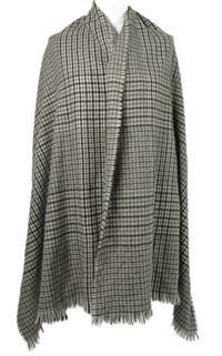 Dámská tmavošedo-béžová kostkovaná šála 