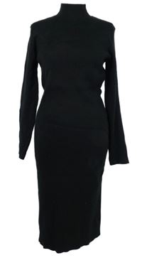 Dámské černé žebrované midi šaty 