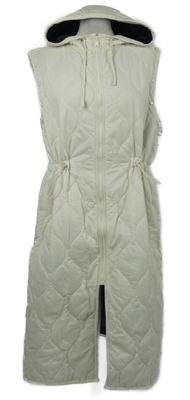 Dámská bílá prošívaná šusťáková zateplená maxi vesta s kapucí Rino&Pelle 