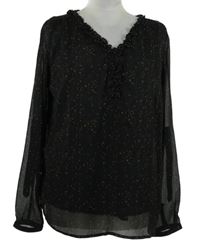 Dámská černá šifonová kytičkovaná halenka Blue Motion 