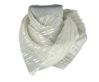 Dámský bílý pruhovaný šifonový šátek 