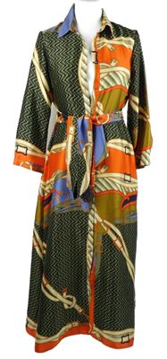 Nové - Dámské barevné vzorované košilové šaty s páskem Zara 