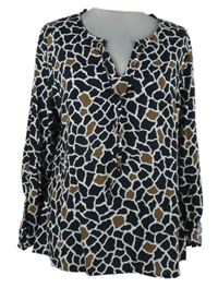 Dámská černo-hnědo-bílá vzorovaná halenka Liberty 