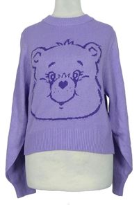 Dámský lila crop svetr s medvídkem H&M