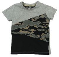 Šedo-army-černé tričko Matalan