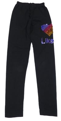 Černé legíny s překlápěcími flitry 