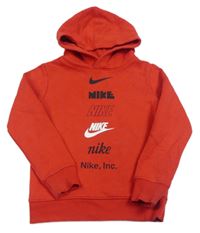 Červená mikina s logem a kapucí Nike