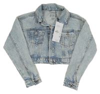 Nové- Modro-bílá riflová crop bunda Primark