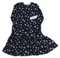 Nové- Tmavomodré květinové bavlněné šaty F&F