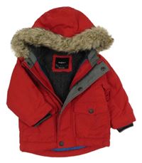 Červená šusťáková zimní bunda s kapucí Next 