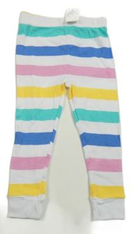 Nové - Bílo-barevné pruhované spodní kalhoty 