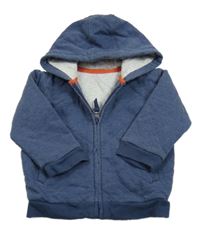 Tmavomodrá prošívaná zateplená propínací mikina s kapucí M&S