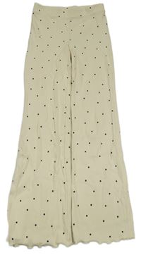 Béžové puntíkaté žebrované lehké tepláky H&M