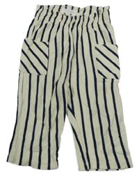 Smetanovo-tmavomodré pruhované tepláky Primark