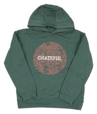 Khaki-růžová mikina s potiskem a kapucí Primark