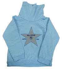 Světlemodrá tenká mikina s rolákem a hvězdou 