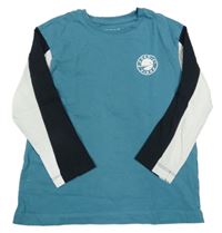 Modro-černo-bílé triko s planetou Primark