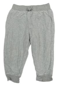 Bílo-šedé pruhované sametové tepláky Ralph Lauren