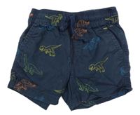 Tmavomodré plátěné kraťasy s dinosaury s kapsami Primark