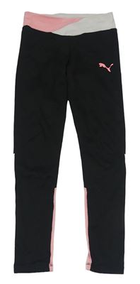 Černo-světlerůžové sportovní legíny Puma