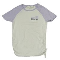 Bílo-lila crop tričko s nápisem H&M