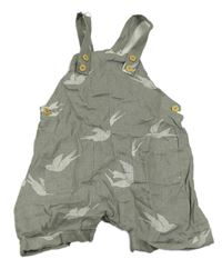 Šedé plátěné laclové kraťasy s ptáčky H&M