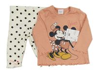2set - Růžové triko s Minnie + puntíkaté legíny Disney
