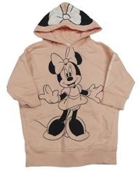 Světlerůžové teplákové šaty s Minnie a kapucí Disney