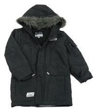 Černá šusťáková zimní bunda s kapucí zn. F&F