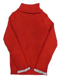 Červený žebrovaný svetrový rolák Primark