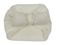 Bílá turbanová čepice s mašlí