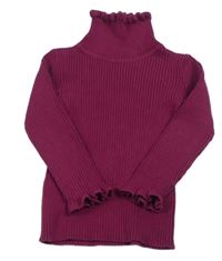 Vínový žebrovaný svetr s rolákem Matalan