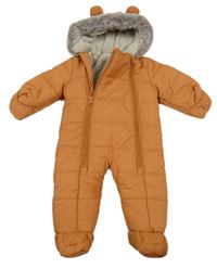 Oranžová šusťáková zimní kombinéza s kapucí George