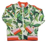 Smetanovo-zelená propínací mikina s lísty a beruškami H&M