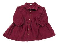 Vínové manšestrové propínací košilové šaty LC Waikiki